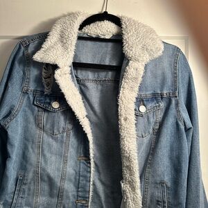 Ci Sono Blue Denim Jacket with White Sherpa Lining